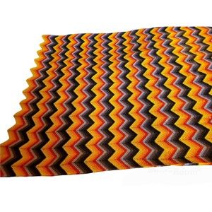 vtg ripple crochet cottagecore afghan stripe chevron orange brown beige 67 x 45